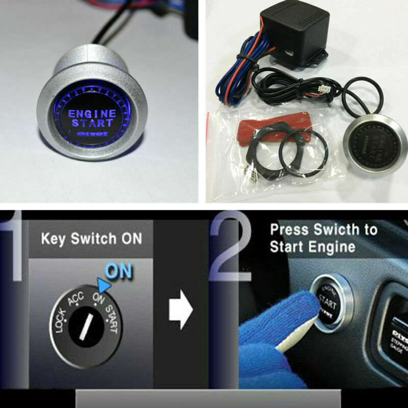 Blue Car SUV Engine Start Push Button Auto Switch Ignition Starter Touch Kit 12V