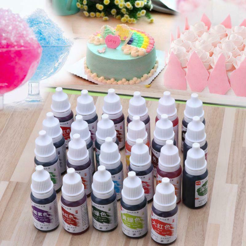 24 Colors 10ml Natural Ink Food Coloring Cake Pastries Cookies DIY Pigment Kit