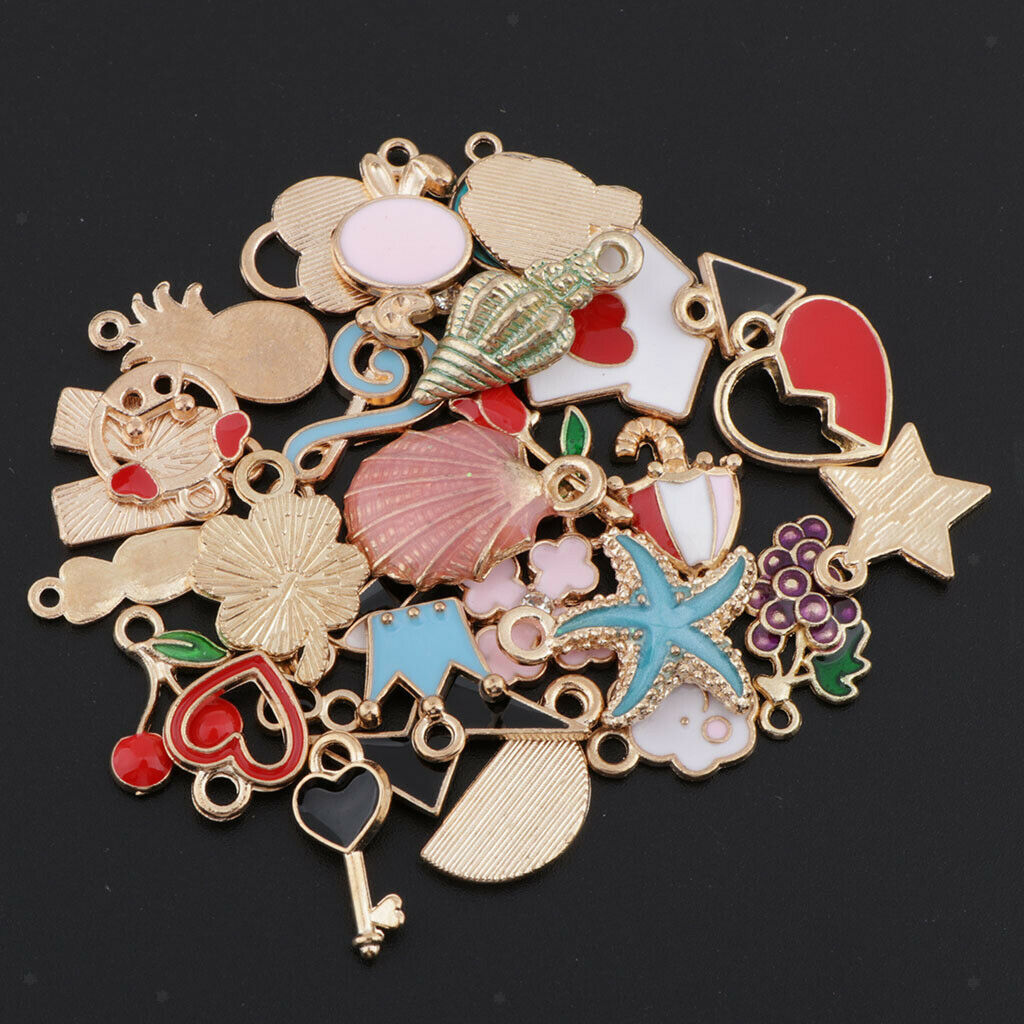 30x Enamel Pendant Assorted Cherry Pendant Charms DIY Jewelry Findings