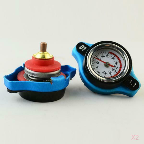 2pcs Thermost Radiator Cap Water Pressure Rating Temperature Temp Gauge 1.3Bar