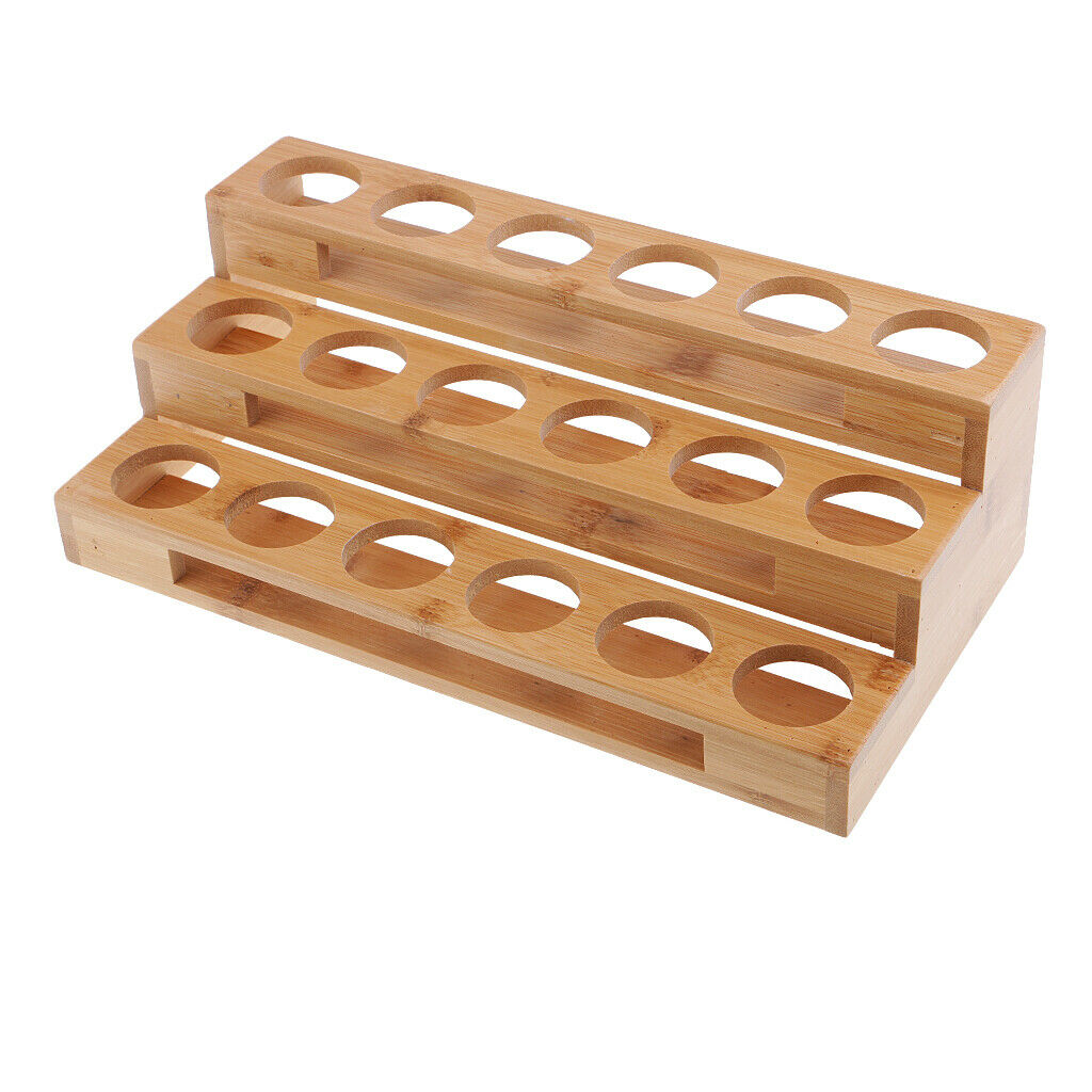 Essential Oil Bottle Wood Storage Rack 18 Slots Aromatherapy Organizer Case