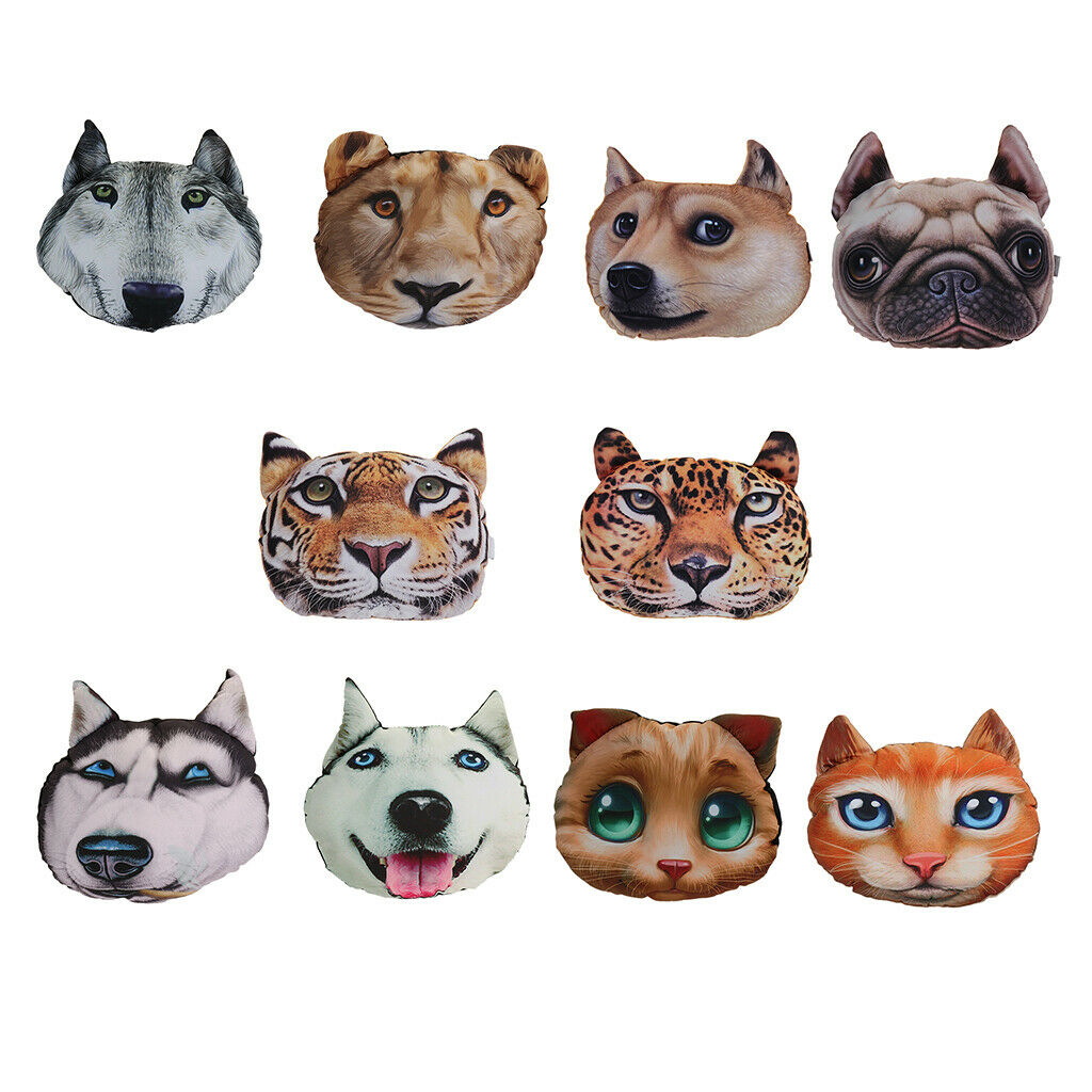 Car Seat Neck Pillow Cartoon Animal Pillow with Charcoal Bag Huskies