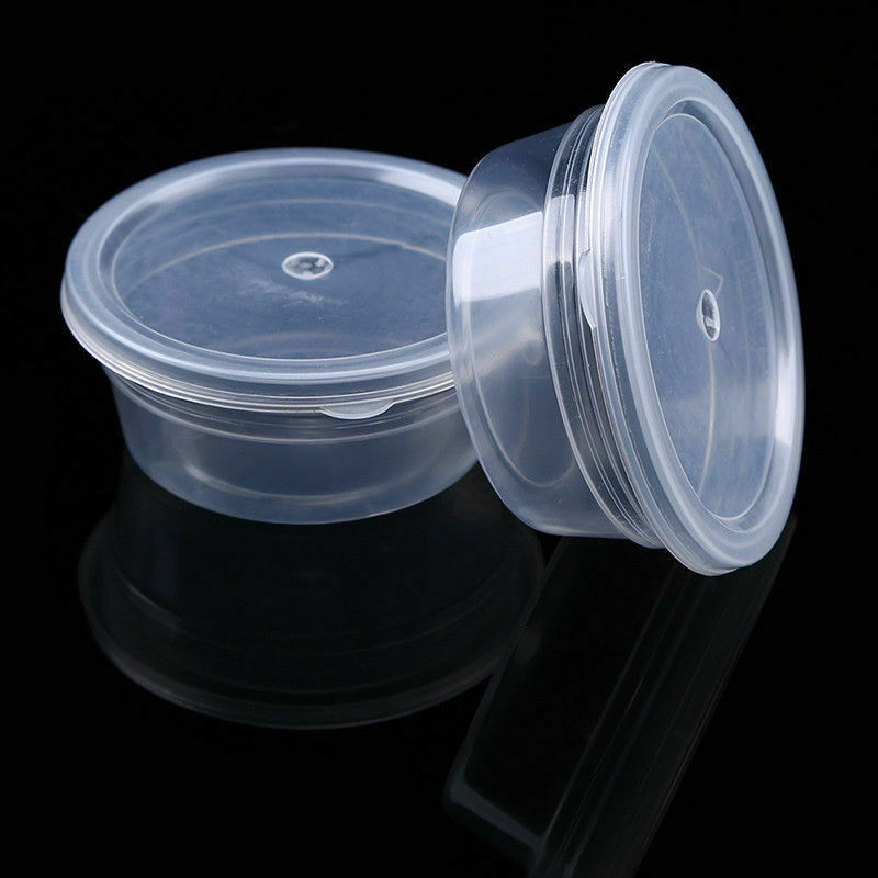 Round Food Containers Plastic Clear Storage Deli Pots w/ Lids Takeaway Box 10pcs