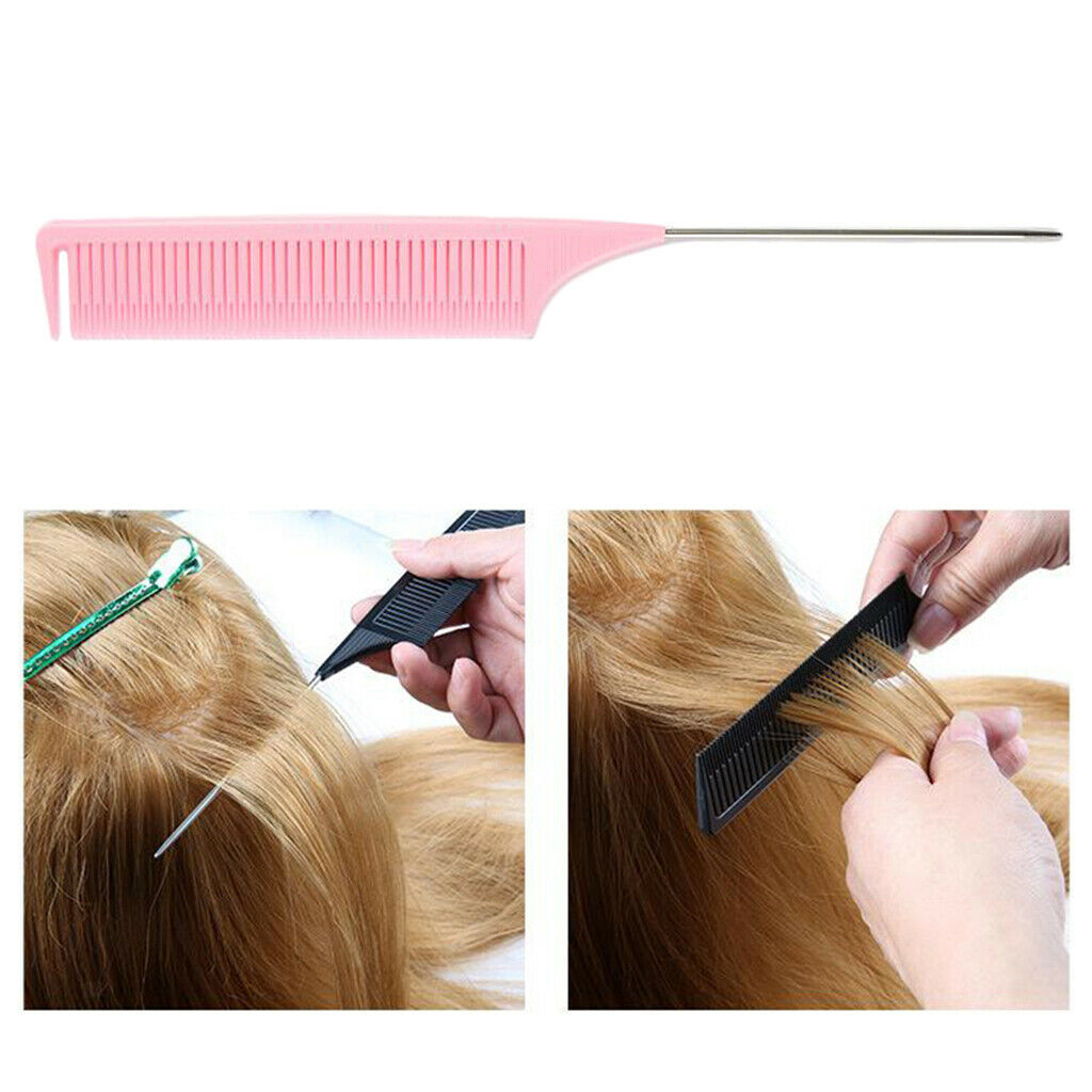 2x ABS Heat-resistant Weave Highlighting Foiling Hair Comb Salon Combs Pink