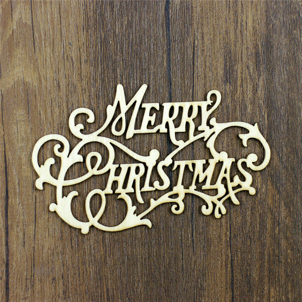 10pcs Merry Christmas Wooden Pieces Christmas Xmas Ornaments DIY Craft