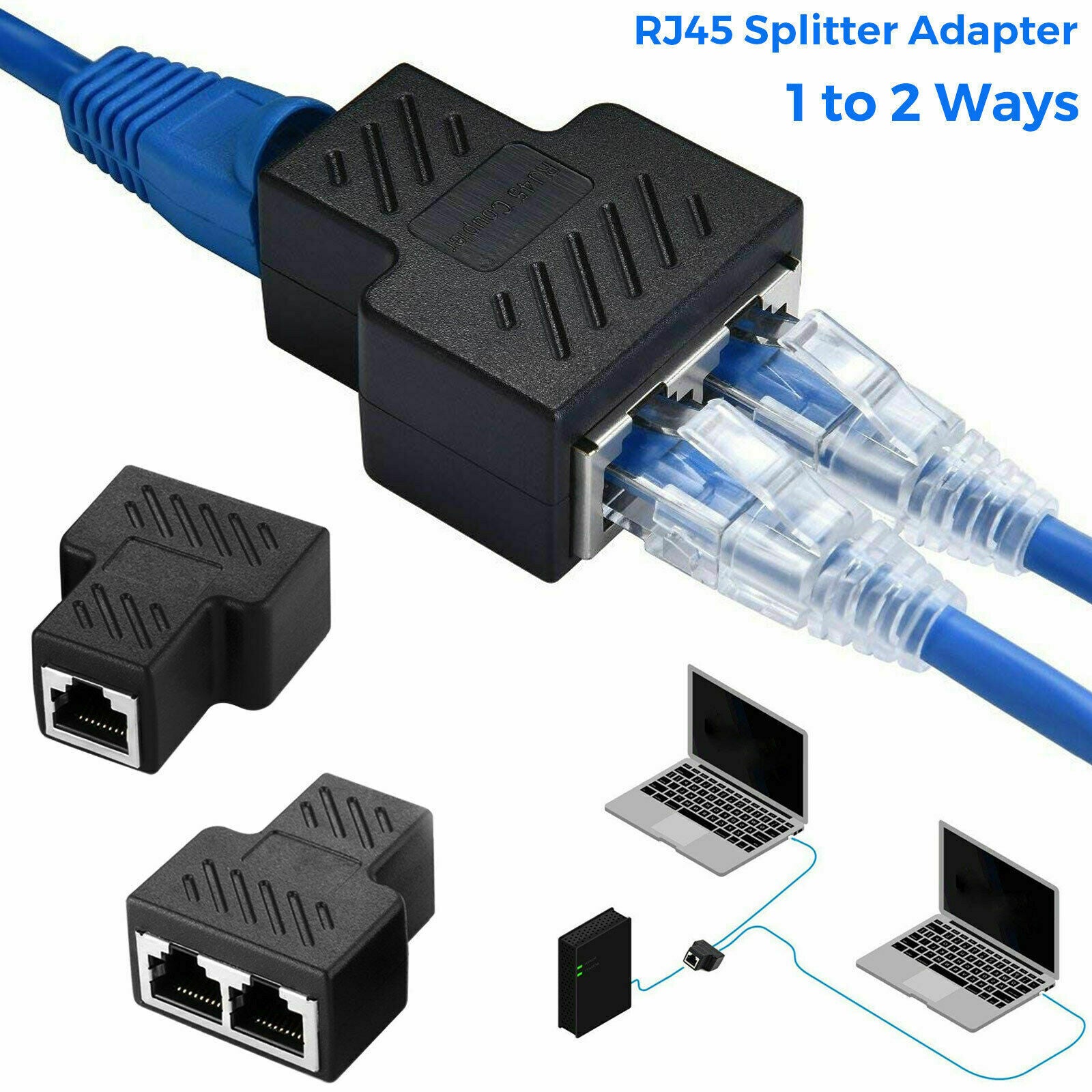 RJ45 Splitter Adapter 1 to 2 Ways Dual Female Connector Ethernet Cable LAN Port