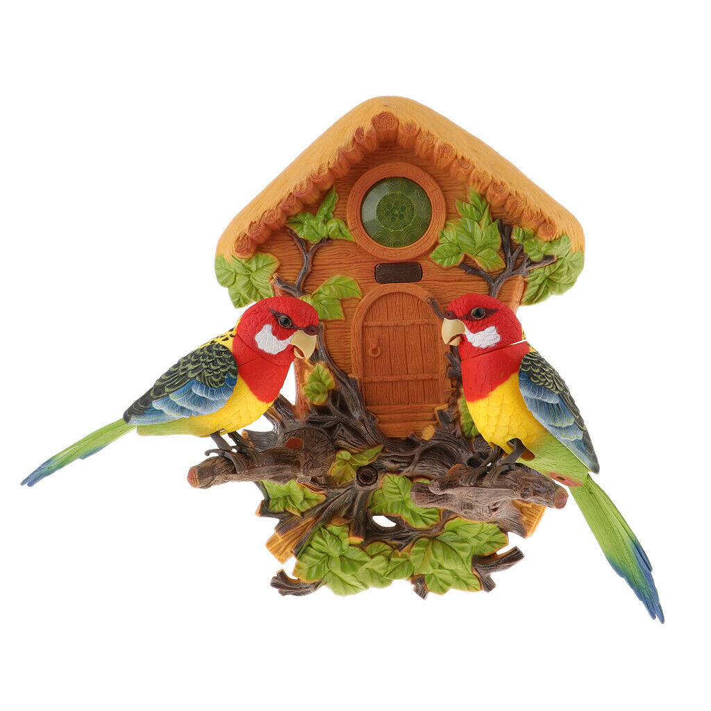 Wall Mounted Two Voice Activated Control Realistic Singing Dancing Parrots on