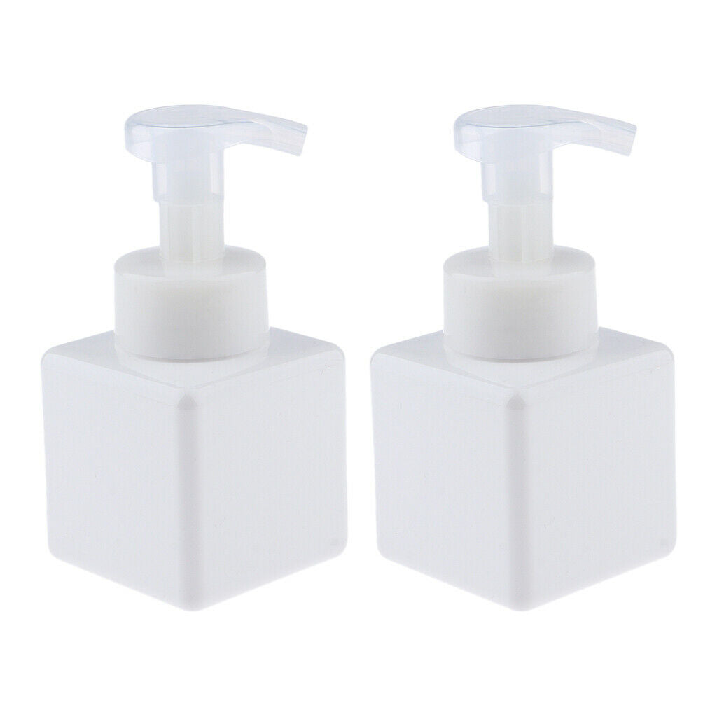 Empty Liquid Soap Pump Bottles Square Body Wash Detergent Dispenser White
