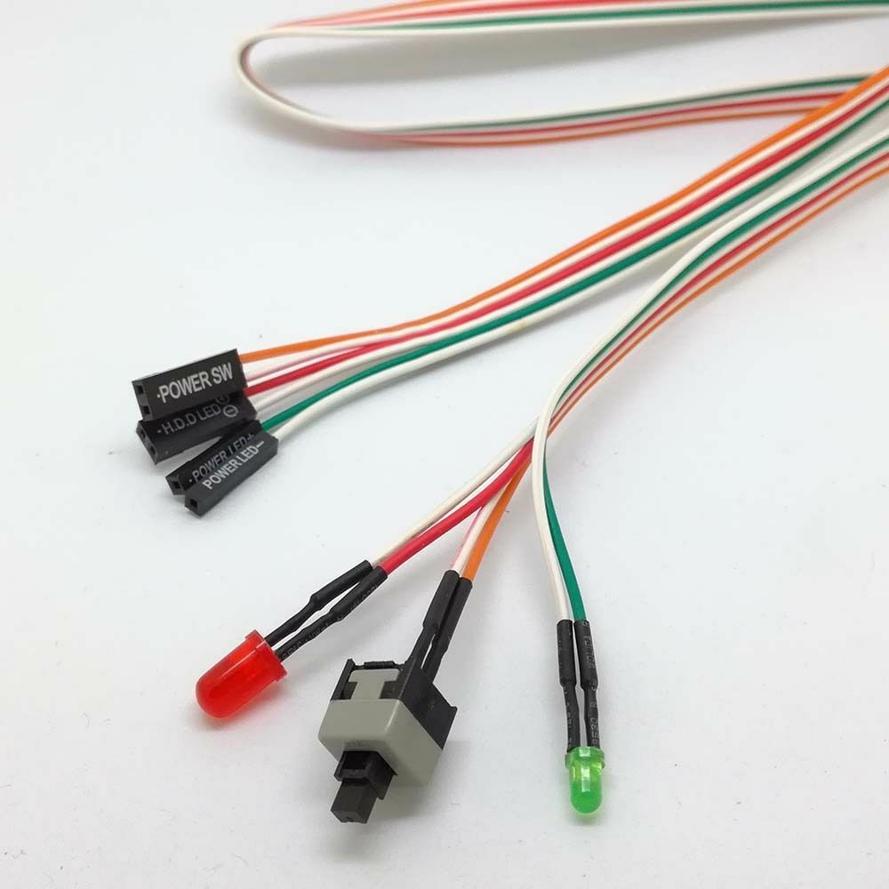 10pcs PC ATX Desktop Power Switch Cable Computer Case On Reset With HDD LED