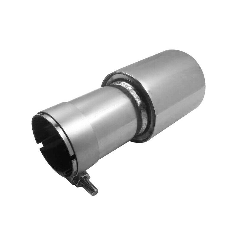 65mm Inlet Stainless Steel Car Exhaust Pipe Tail Muffler Tip Throat Tube 2 Bolts