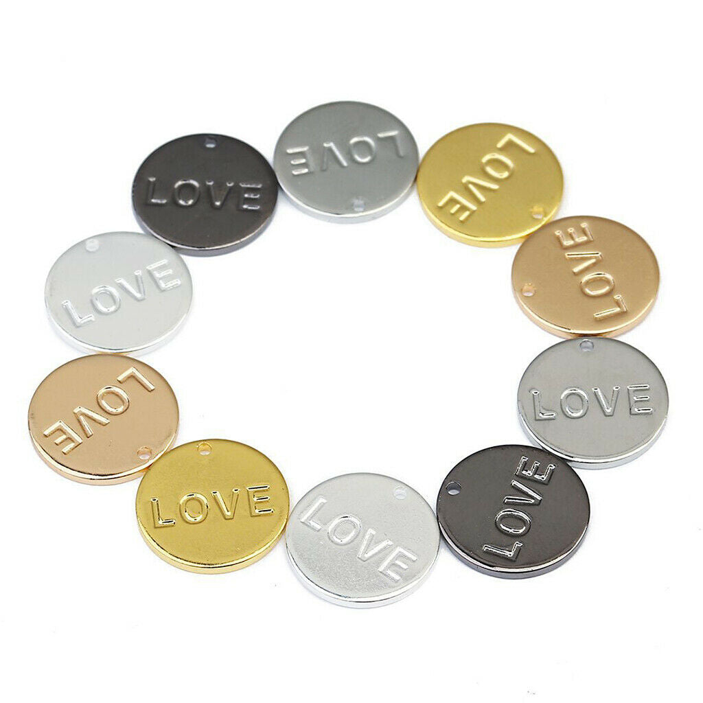 10 Pieces Metal Flat Round Circle Blank Coin Stamping Charms Tag Pendant