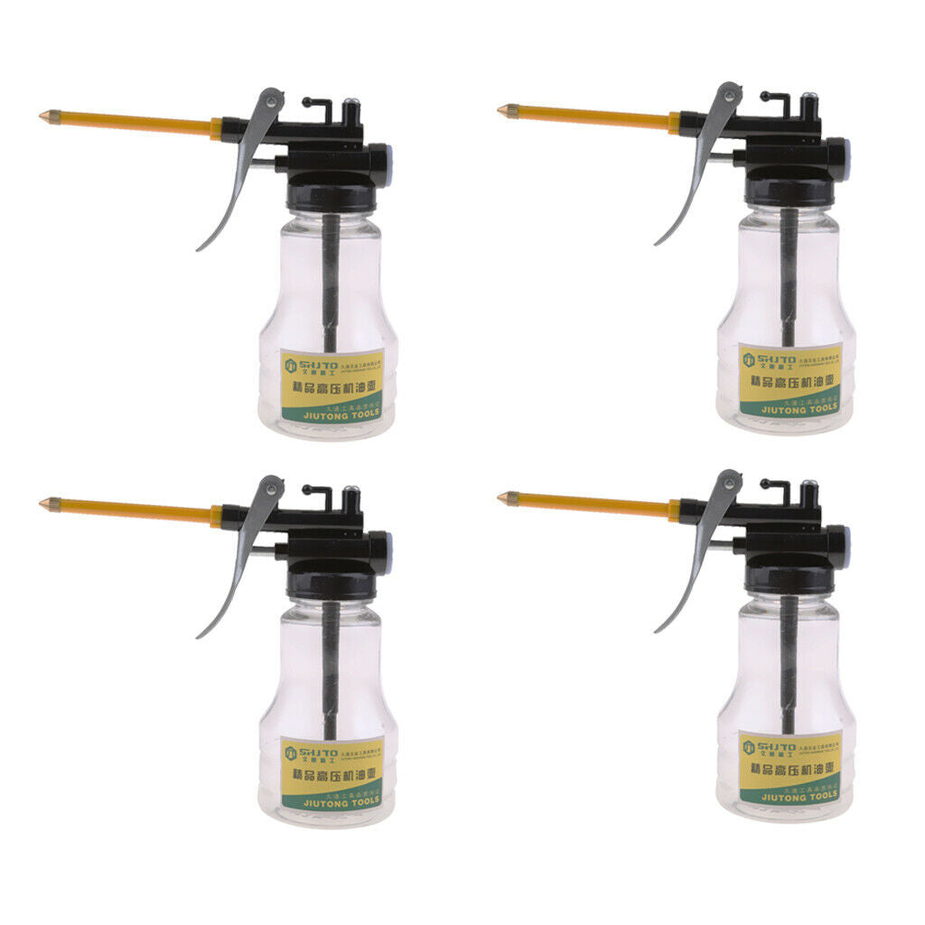 4 Pieces 250g High Pressure Hand Pump Oiler Oil Pot Can Hose for Lubricants