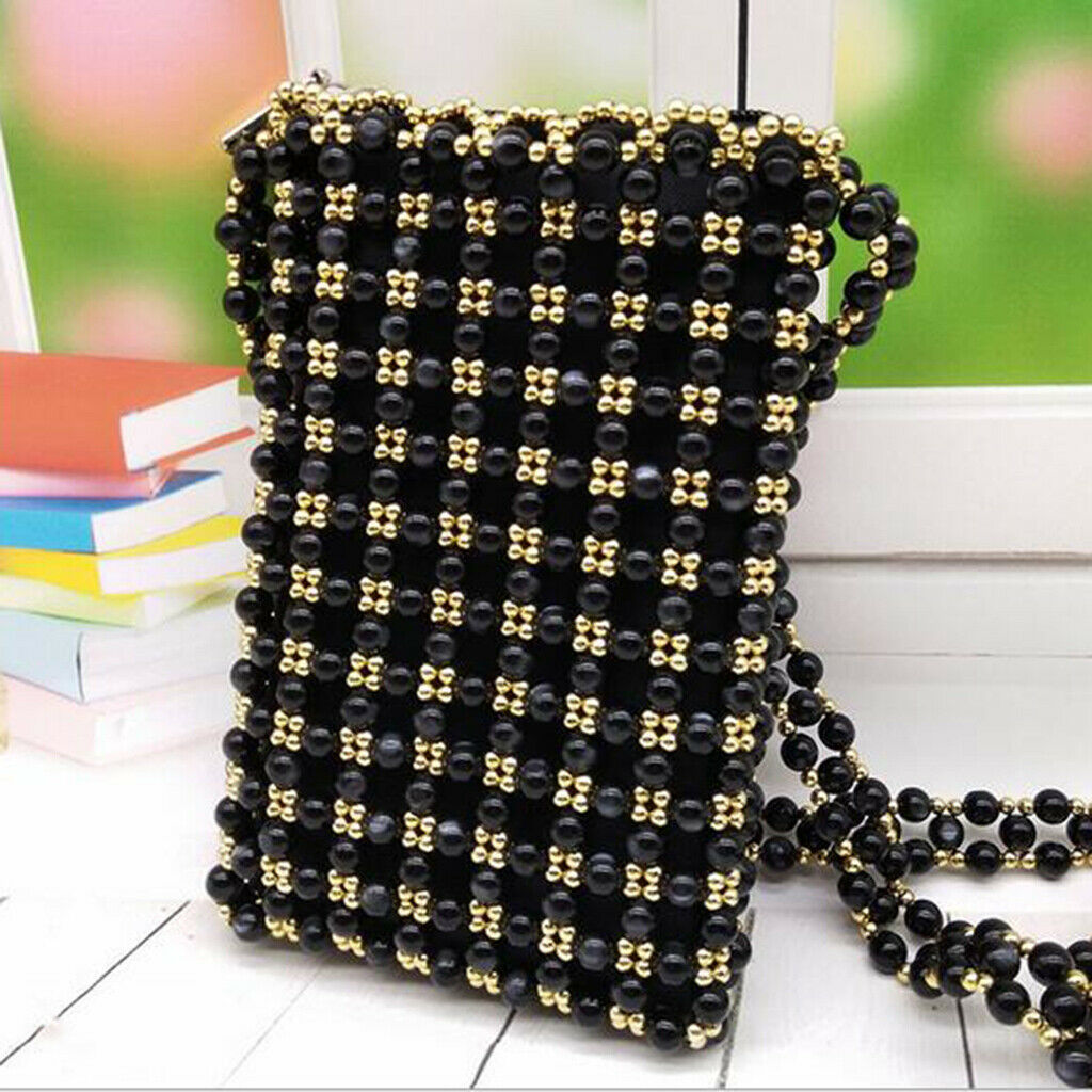 Crossbody Bag DIY Making Kits Handmade Acrylic Beaded Weave Bag Black