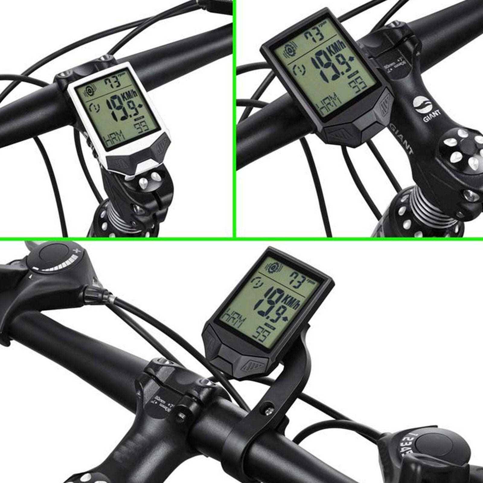 3 In 1 Wireless Cycling Computer Waterproof LCD Bike Cycle Speedometer Odometer
