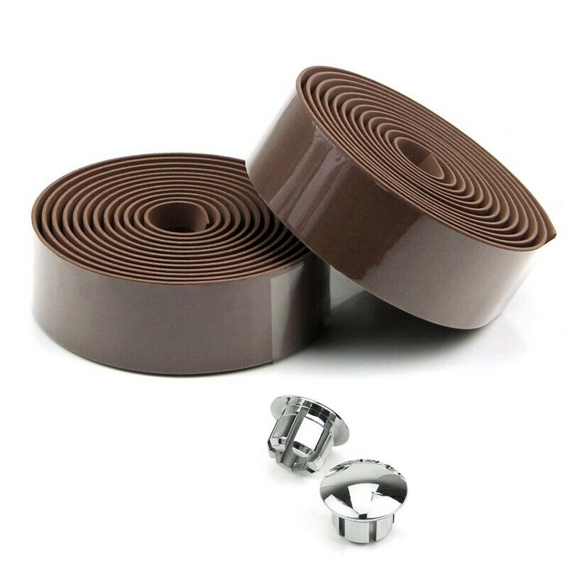 Road Bike Bicycle Cork Handlebar Bar Grip Wrap Tape + 2 Bar Plugs-Coffee B6O5