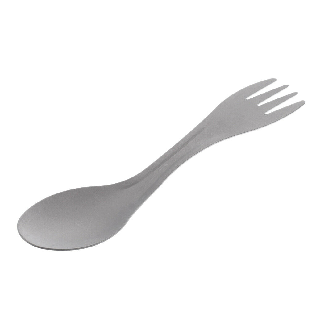 Outdoor Travel Picnic Hiking Pure Titanium Spork Fork Spoon Camping Gear