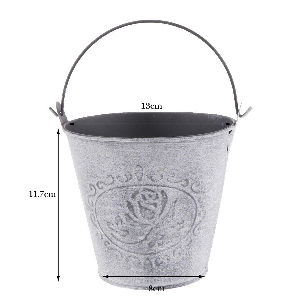 Rustic Iron Metal Iron Flower Plants Bucket Potted Bonsai Vase Container
