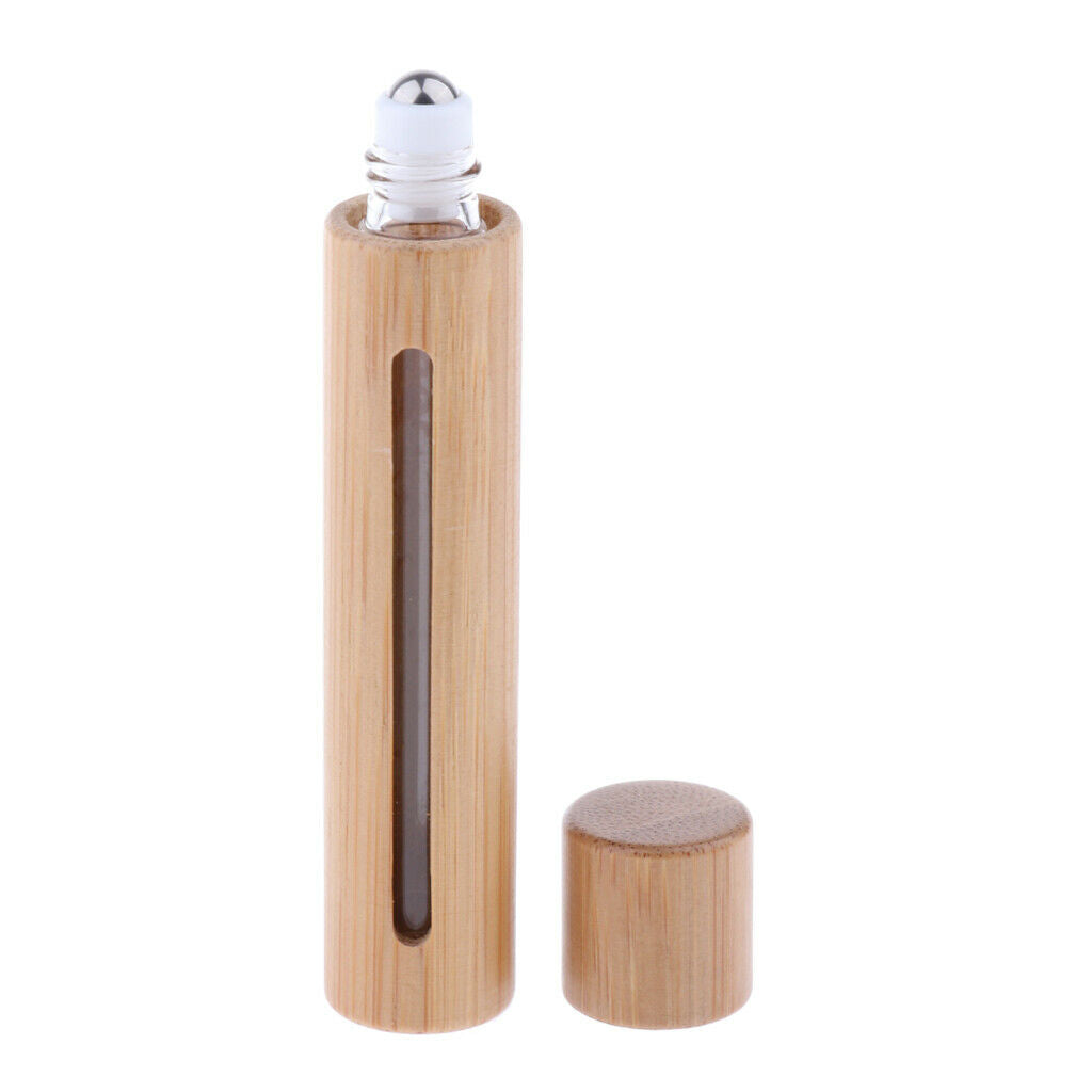1Pcs 10ml Bamboo Roller Bottles Roll On Bottles Case Holder Aroma Container