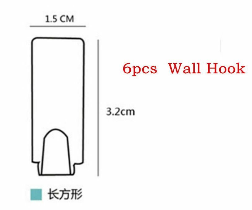 6pcs Stainless Steel Kitchen Wall Door Adhesive Stick Hook Hanger Holder Tool HS