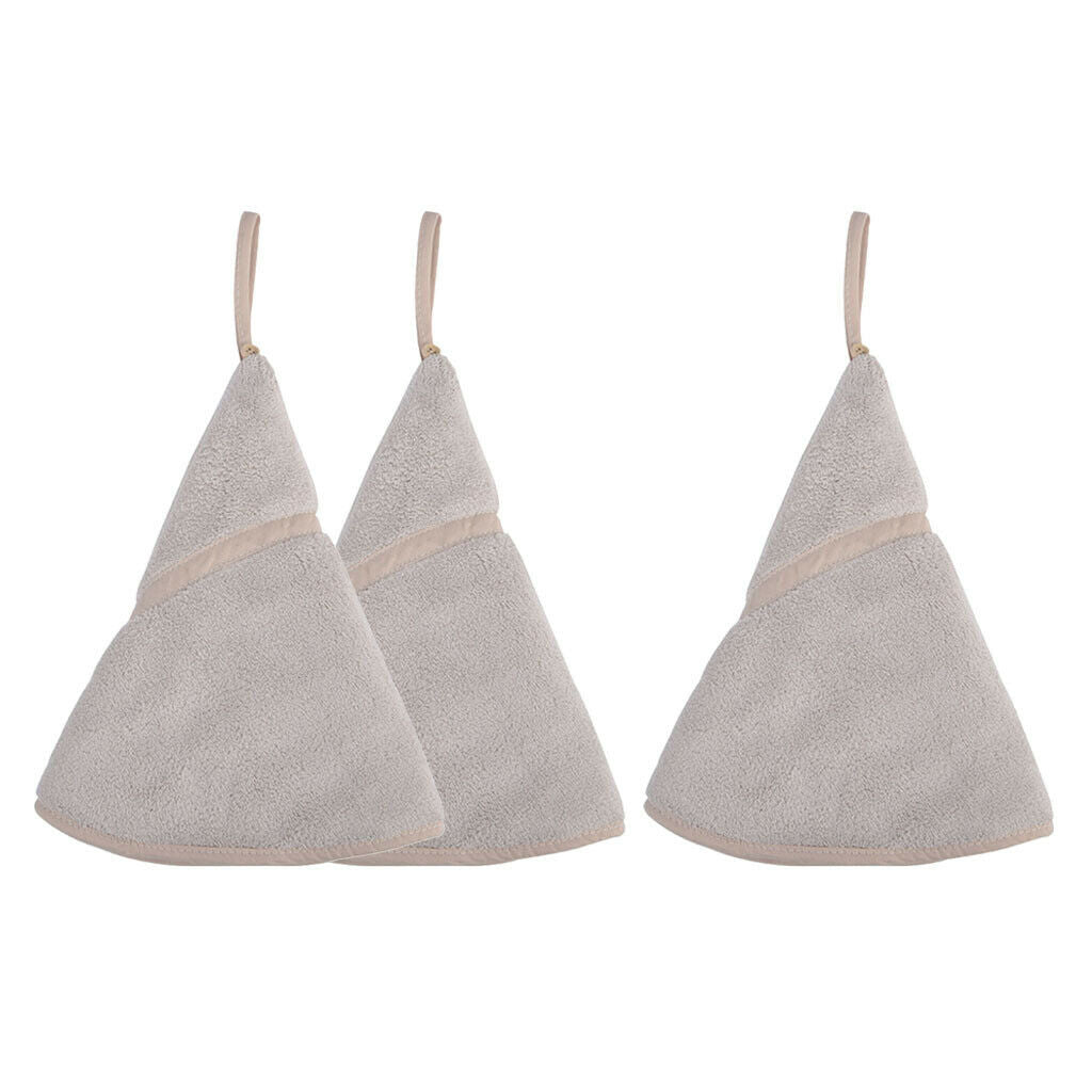 3x Luxury Cotton Hand Face Towel Wash Cloth Hanky with Hanging Loop Brown