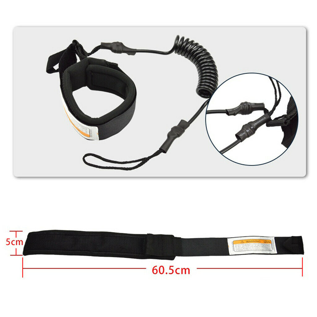 2 Pieces 5ft Surfboard Leash TPU Wrist Ankle Leash Padded Cuff Leg Rope