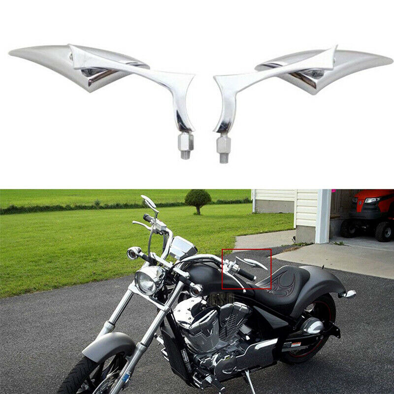 2PCS Chrome Arrow Motorcycle Bike Rearview Mirror with 8mm & 10mm Bolts Threaded