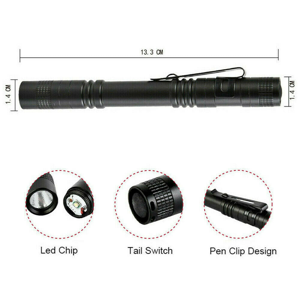 5000 Lumens Portable Mini Small LED Pen Light Pocket Flashlight Torch Lamp UK