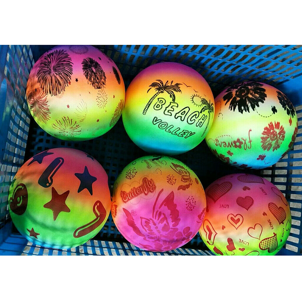 9inch Kids PVC Soccer Inflatable Rainbow Outdoor Indoor Playing Ball for Child -