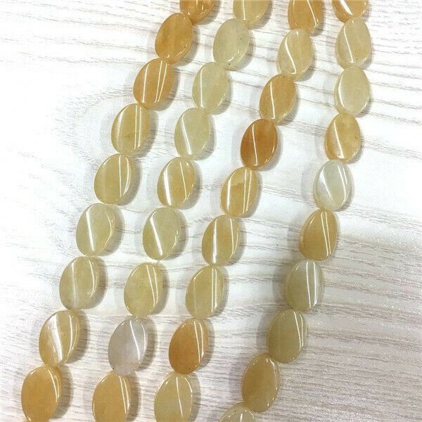 1 Strand/13Pcs 16x11x5mm Yellow Jade Oval Spacer Loose Beads DIY Jewelry HH624