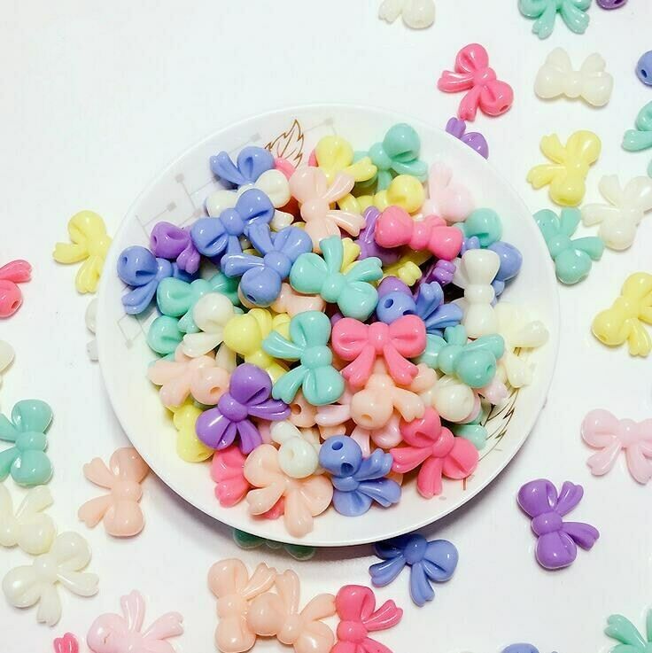 100X Acrylic beads Bowknot beads DIY Children necklace Bracelet accessorie 20mm