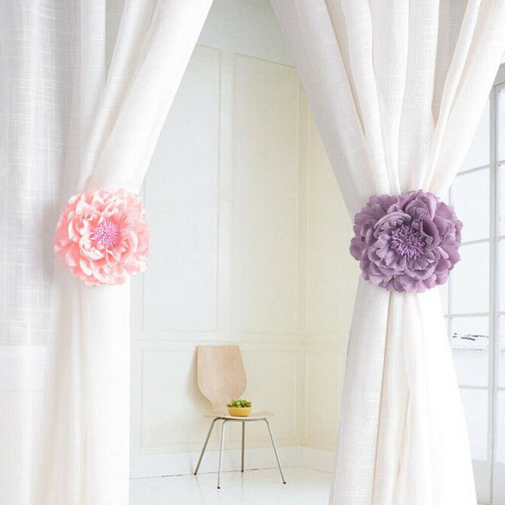 Decorative Flower Curtain Tiebacks Voile Drape Tiebacks Monthly Rose-Purple