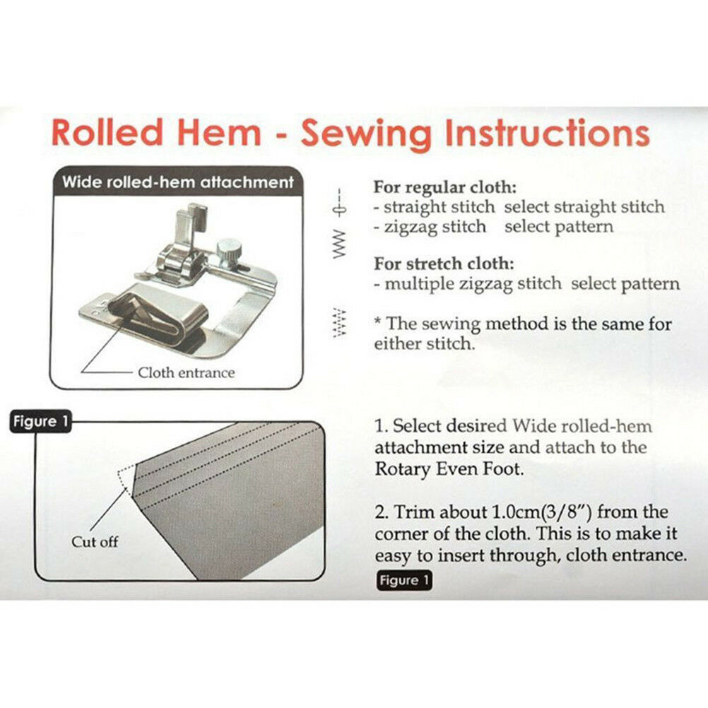 3Pcs/set Hemming Cloth Strip Presser Foot Sewing Machine Hemmer Rolled Hem SADD