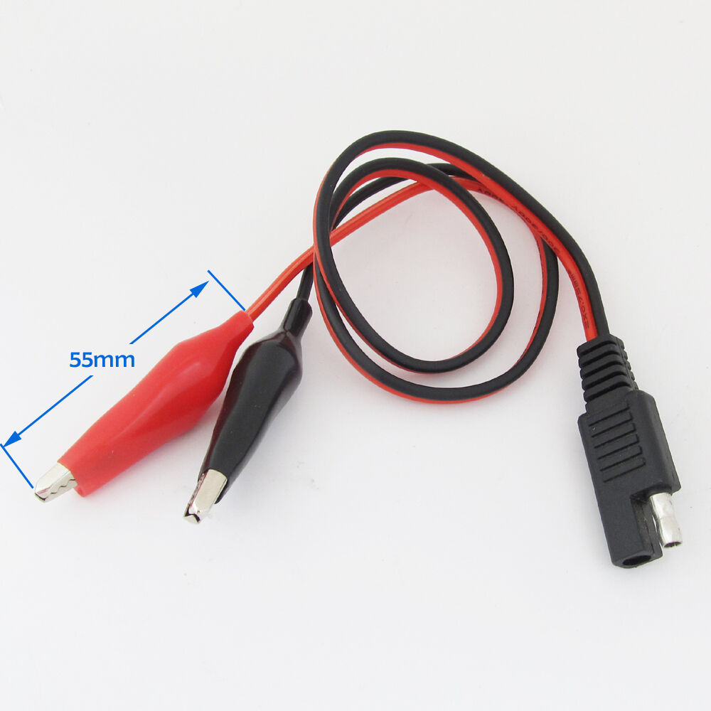 10pcs 0.5M SAE DC Power to Dual 45mm Large Alligator Clip 18AWG Automotive Cable