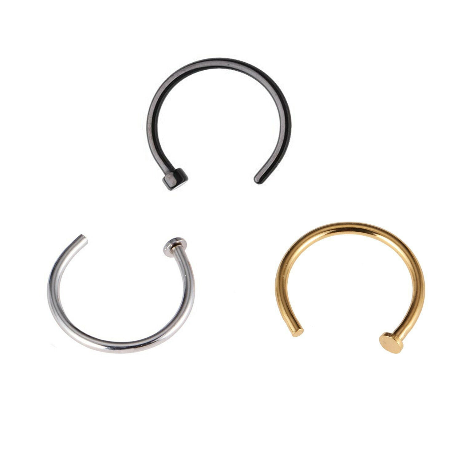 3pcs Horsehoe Spike Eyebrow Lip Nose Ring Barbell Stud Hoop Body Piercing