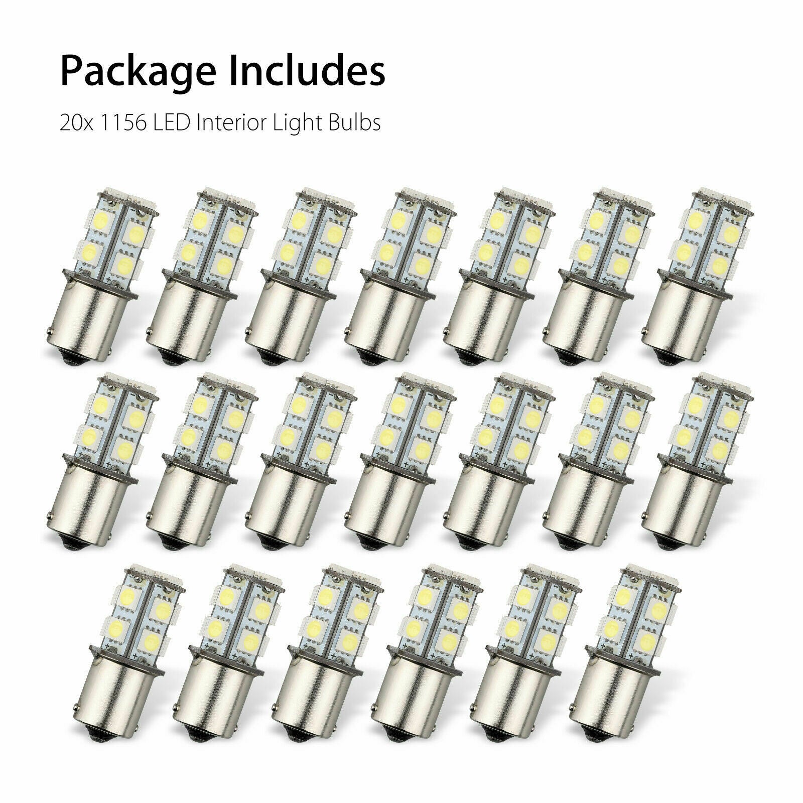 20X Super White 1156 1141 13-SMD RV Camper Trailer LED Interior Light Bulbs 12V