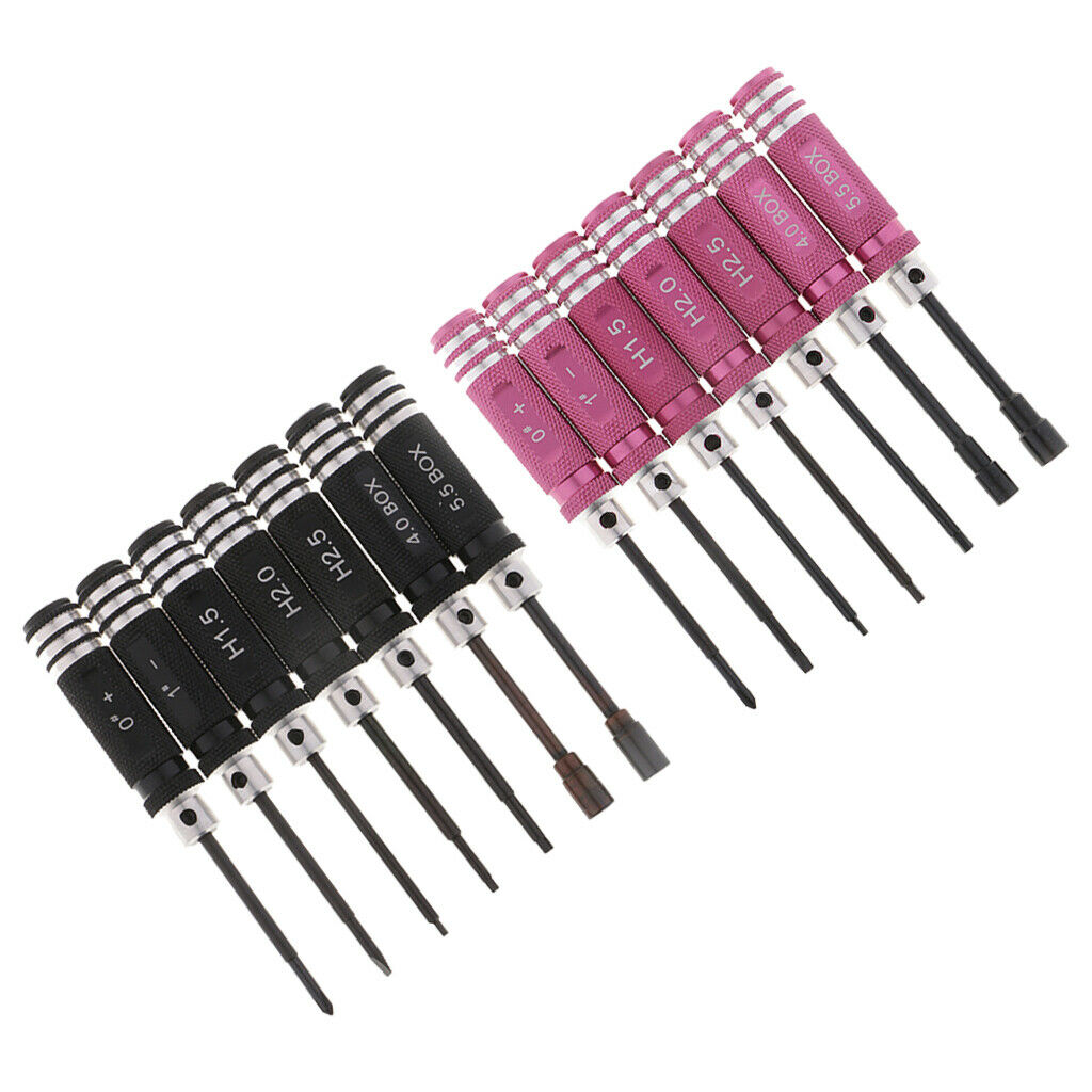 7x Hexagon Screwdriver Tool Wrench Sleeve/Flat Heat/Cross for RC Plane Red