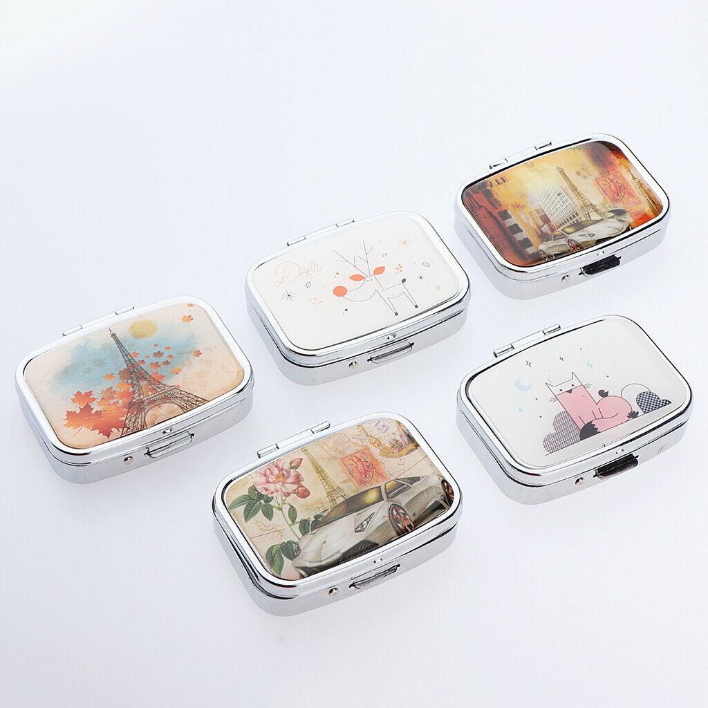 Square cute pill case portable for pocket purse
