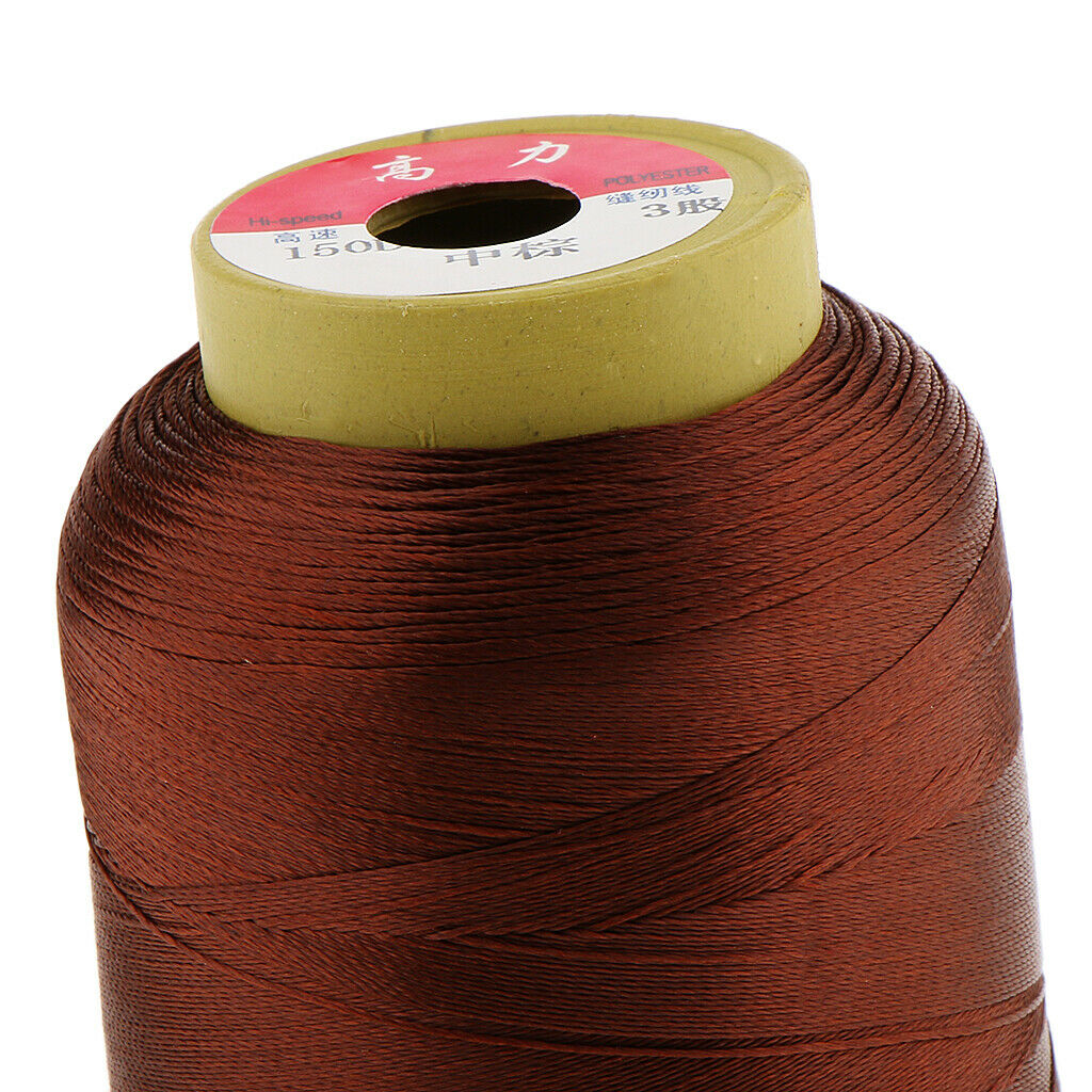 2 Rolls Red Bronze+Dark Brown Nylon Hair Weaving Thread Spool For Wig Making