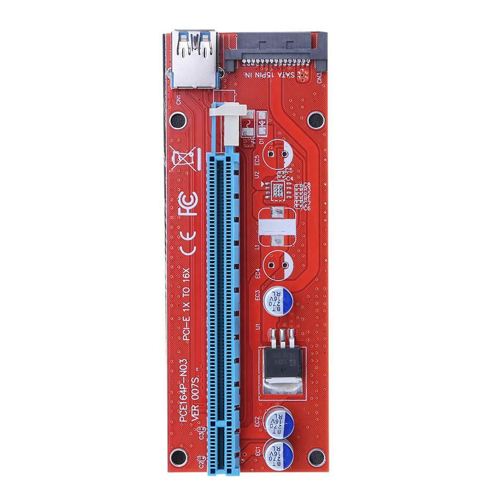 PCI Express Riser Card 1x to 16x USB3.0 Cable Power Wire for Bitcoin Mining @