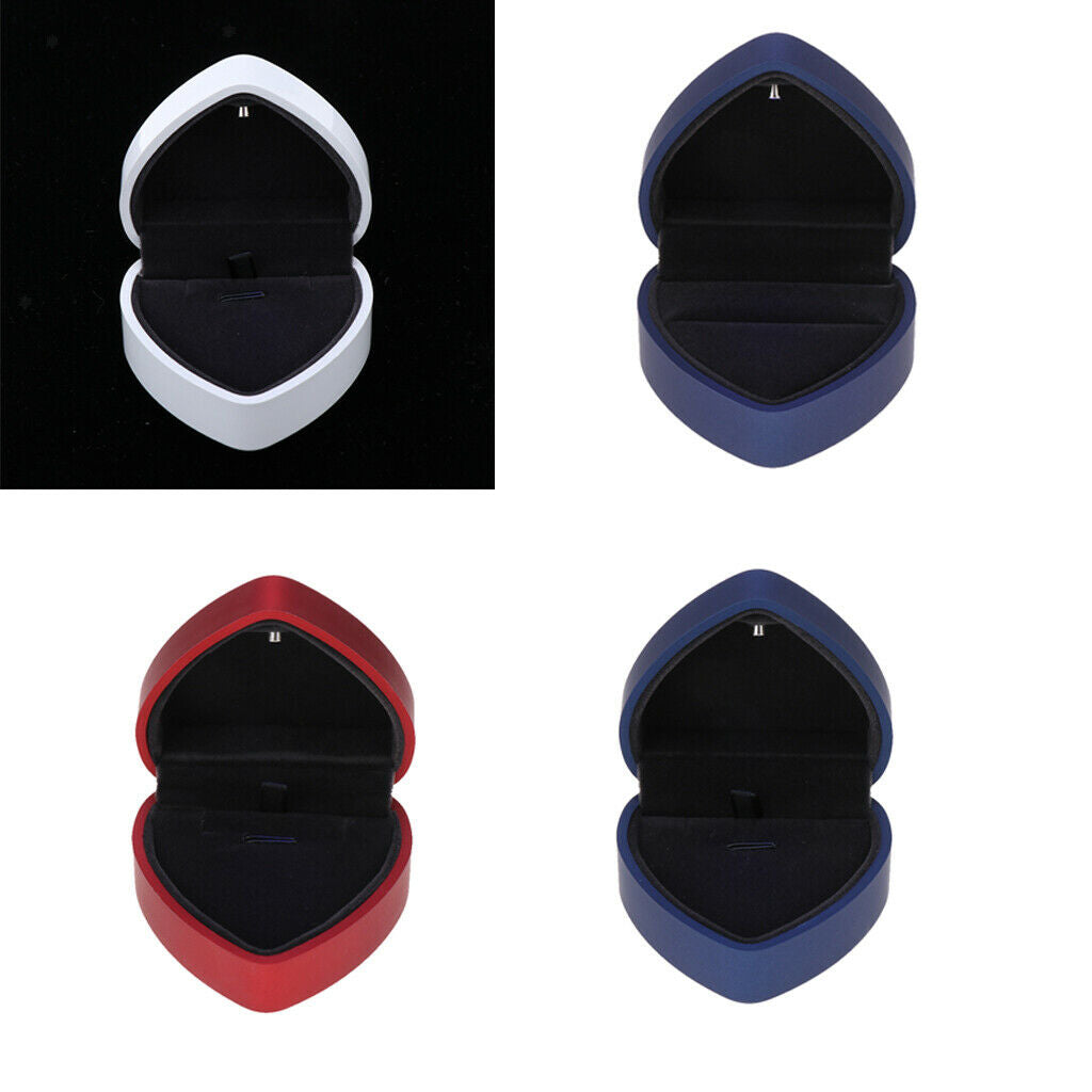 Heart Shaped Jewelry Bracelets Pendant Ring Box Case with LED Gift Blue Ring Box