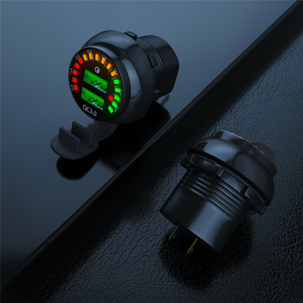 Dual USB Quick Charge 3.0 Car Charger 12V/24V 36W Waterproof Fast Charger Socket