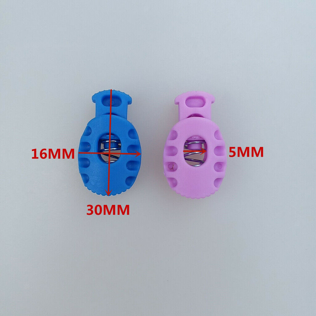 10pcs Bungee Cord Lock End Spring Stop Toggle Stoppers Blue