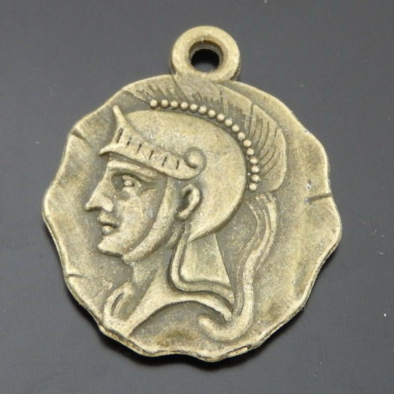 15 pcs Antiqued Bronze Knight Avatar Alloy Charm Pendant Jewelry Craft 24*19*2mm