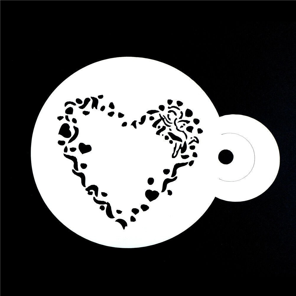 Novelty 3PCS/SET Heart Fondant Cake Stencil Cappuccino Cupcake Decoratio.l8