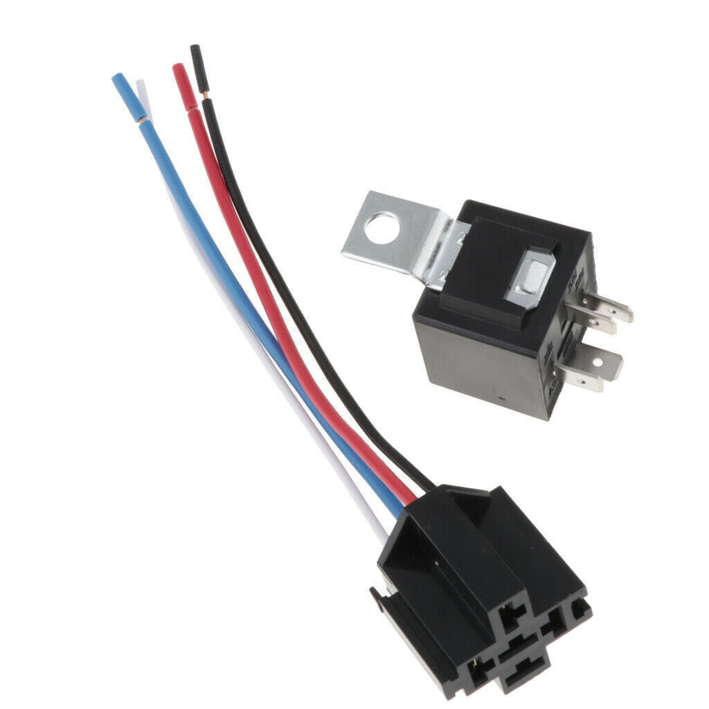 40A 4-Pin Relay Socket Harness Connector for Car Truck + Harness Sockets