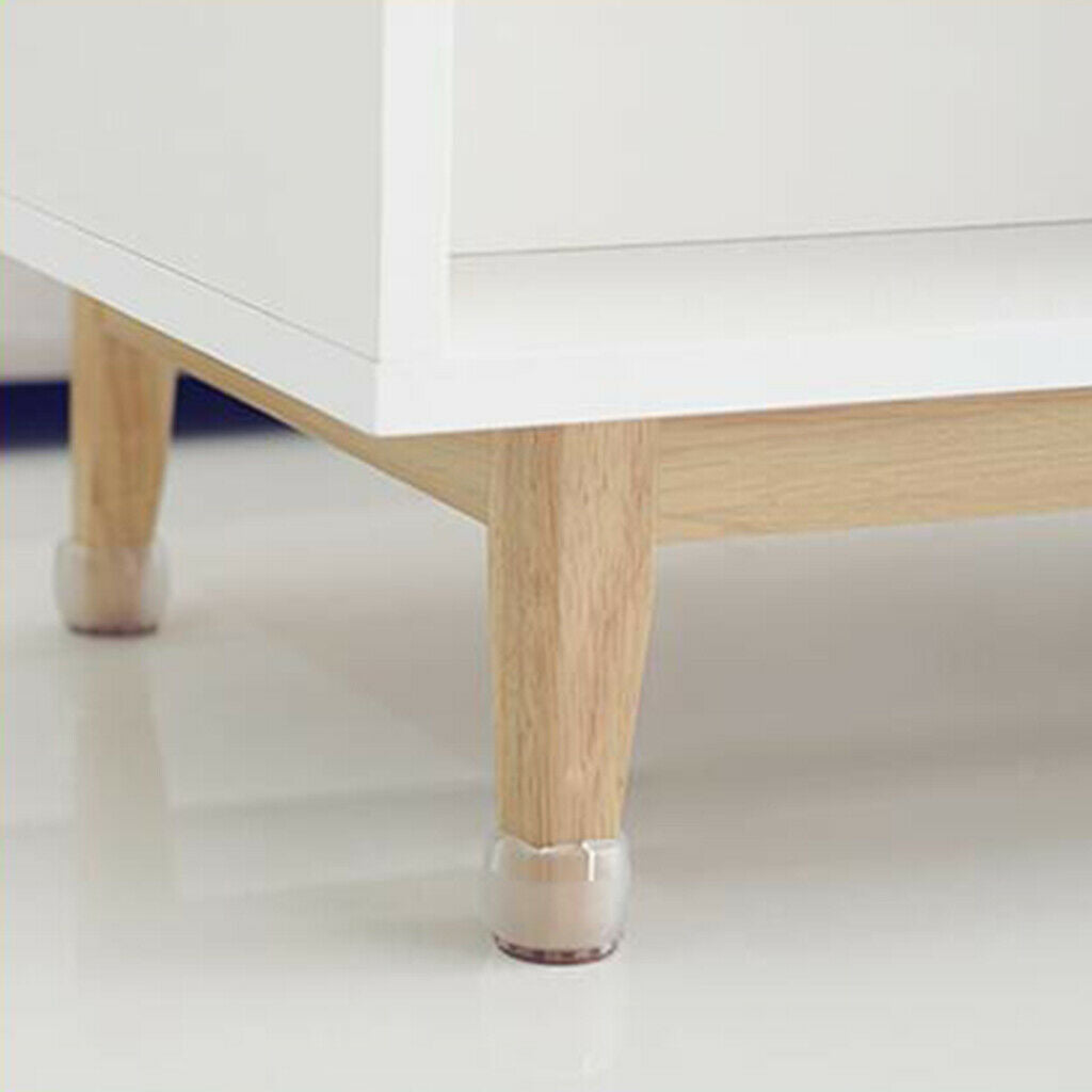 10 Chair Leg Caps Flexible Rubber Floor Protectors Clear Round Leg 12-16mm