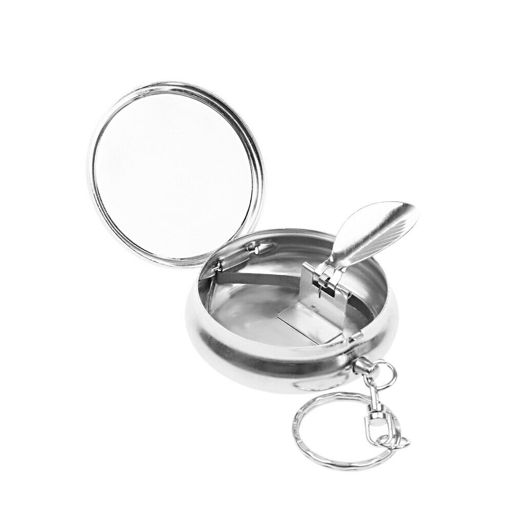 New   Stainless Steel Portable Round Ashtray with Keychain Keyring