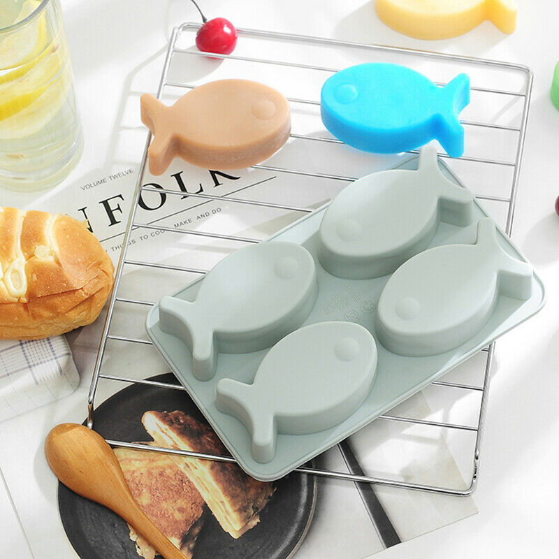 4 Cavities Cartoon Fish Flexible Silicone Soap Mold Cake Decorating Tools S W Pb