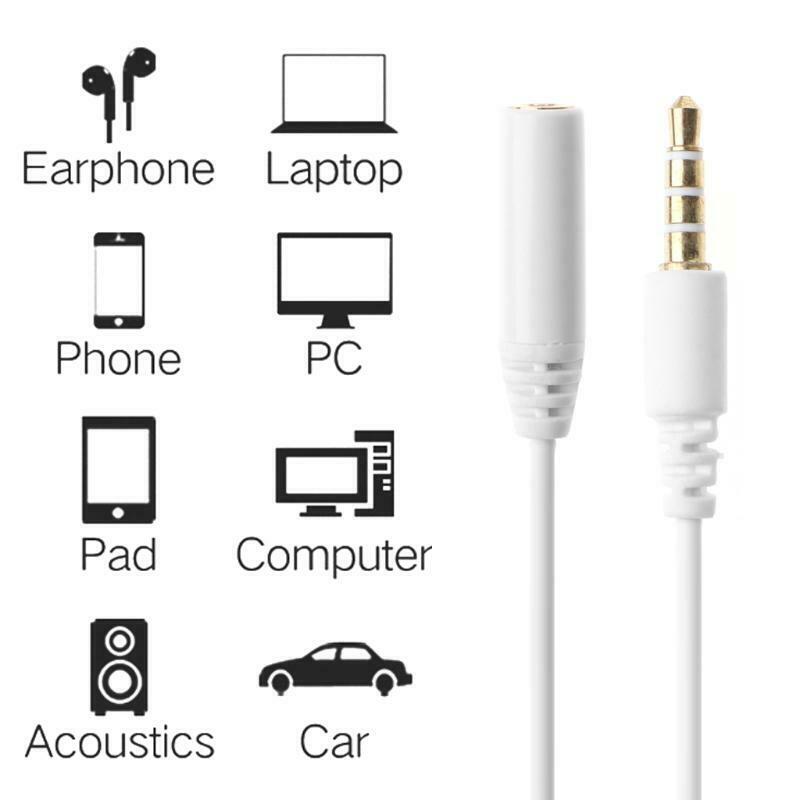 4-Pole 3.5mm Jack Male To Female Headphone Stereo Audio Aux Extension Cable