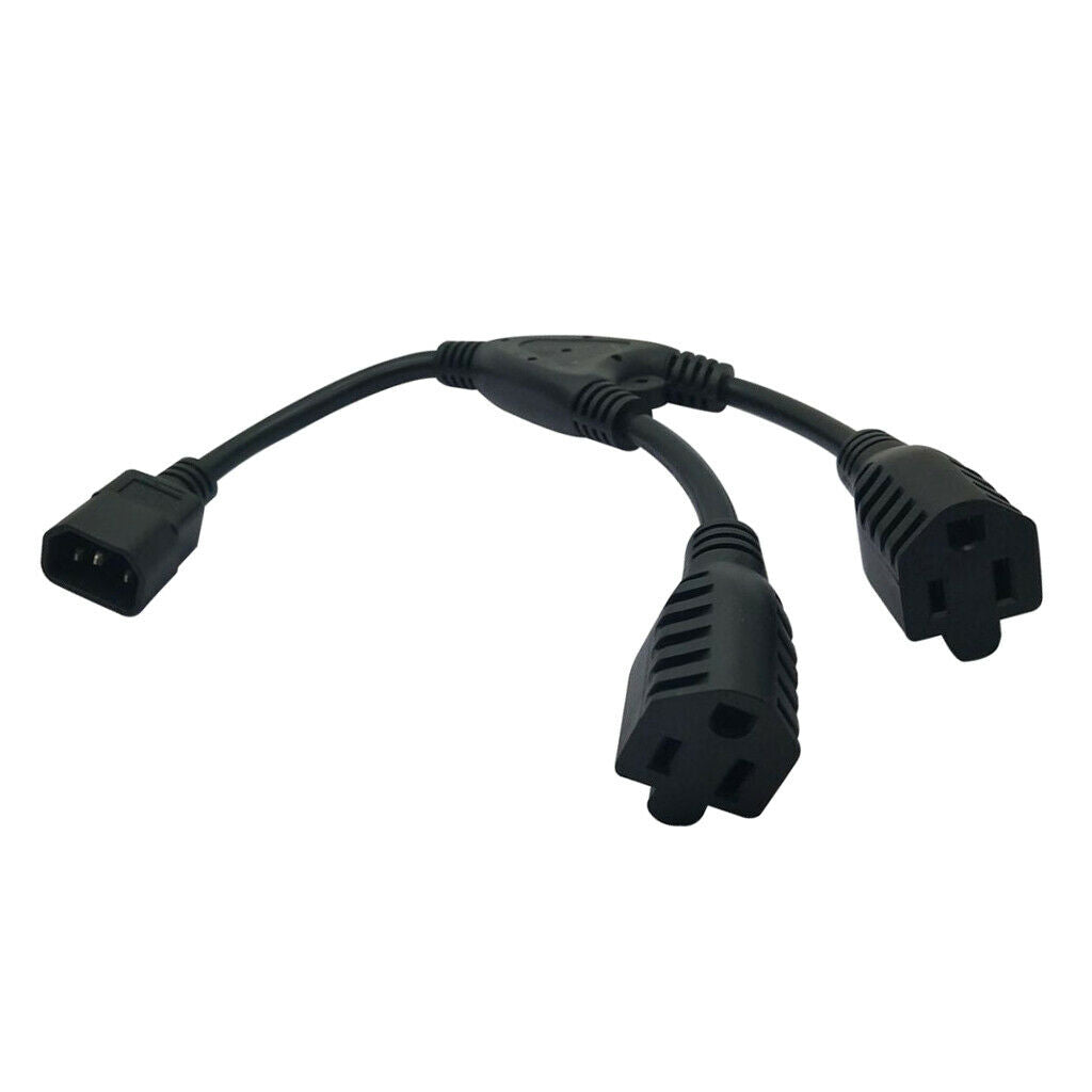 New C14 Male to 2x5-15R Female 30cm 3 Prong 0.75 Square PDU Server Kit